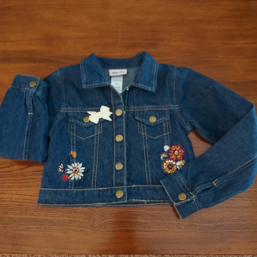 Jean Jacket Little Lass Embroidered Flowers NWOT